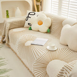 Geometric Radial Striped L-Shape Sofa Cover: Thick, Reversible Furniture Blanket for Kids and Pets - Ornate Home