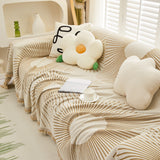 Geometric Radial Striped L-Shape Sofa Cover: Thick, Reversible Furniture Blanket for Kids and Pets - Ornate Home