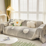 Geometric Radial Striped L-Shape Sofa Cover: Thick, Reversible Furniture Blanket for Kids and Pets - Ornate Home