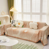 Geometric Radial Striped L-Shape Sofa Cover: Thick, Reversible Furniture Blanket for Kids and Pets - Ornate Home
