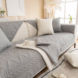 Geometric Textured Cotton Quilted Sofa Cover, Non-Slip Washable Couch Protector - Ornate Home
