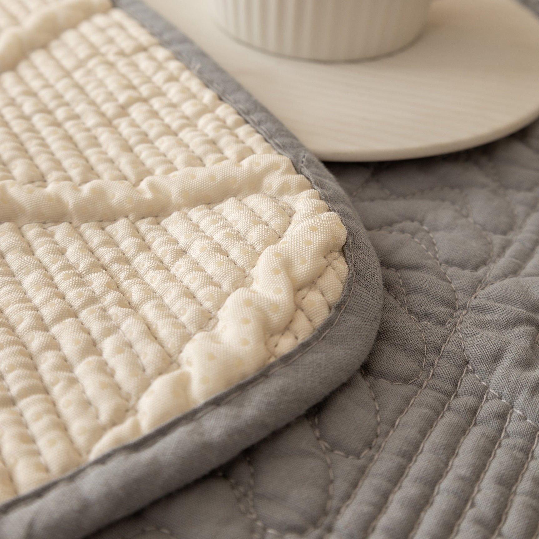Geometric Textured Cotton Quilted Sofa Cover, Non-Slip Washable Couch Protector - Ornate Home