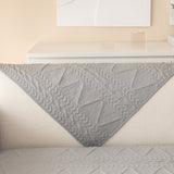 Geometric Textured Cotton Quilted Sofa Cover, Non-Slip Washable Couch Protector - Ornate Home