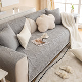 Geometric Textured Cotton Quilted Sofa Cover, Non-Slip Washable Couch Protector - Ornate Home