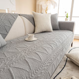 Geometric Textured Cotton Quilted Sofa Cover, Non-Slip Washable Couch Protector - Ornate Home
