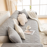 Geometric Textured Cotton Quilted Sofa Cover, Non-Slip Washable Couch Protector - Ornate Home