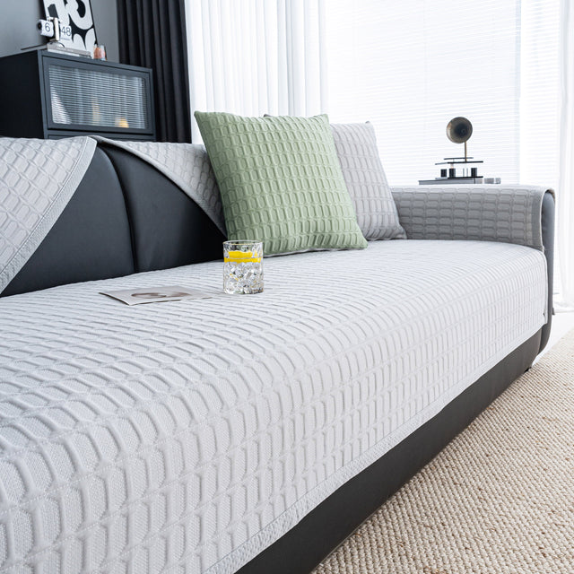 Geometric Textured Couch Slipcover Protector Non-Slip Ice Silk Sofa Cover for Couch - Ornate Home
