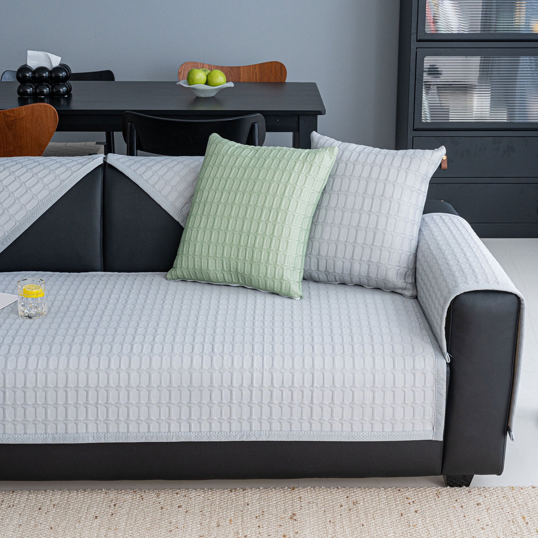 Geometric Textured Couch Slipcover Protector Non-Slip Ice Silk Sofa Cover for Couch - Ornate Home