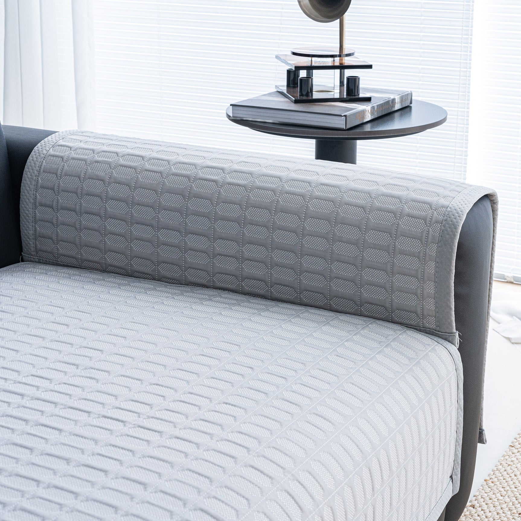 Geometric Textured Couch Slipcover Protector Non-Slip Ice Silk Sofa Cover for Couch - Ornate Home