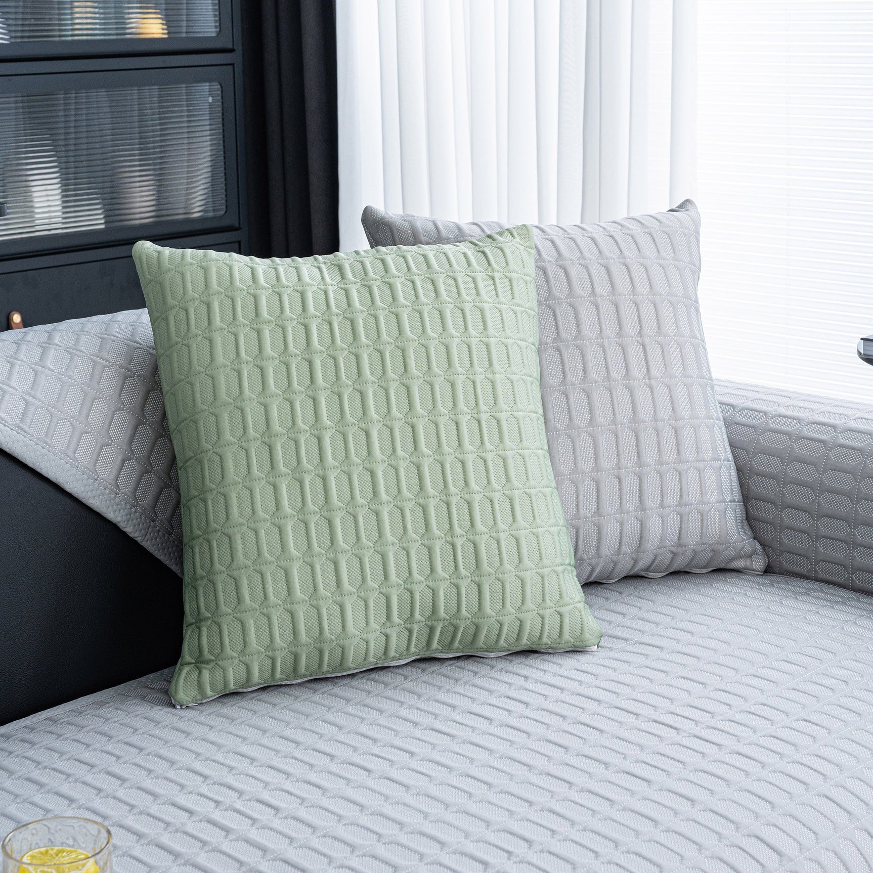 Geometric Textured Couch Slipcover Protector Non-Slip Ice Silk Sofa Cover for Couch - Ornate Home
