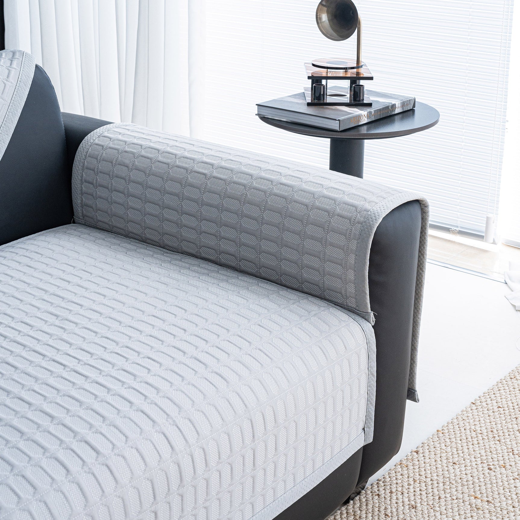 Geometric Textured Couch Slipcover Protector Non-Slip Ice Silk Sofa Cover for Couch - Ornate Home