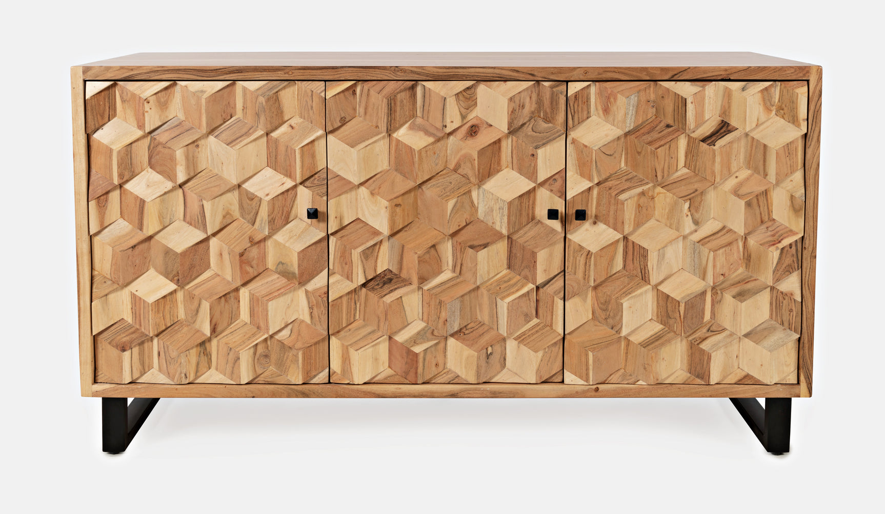 Geometrix Natural 3 Door Accent Cabinet - Ornate Home