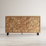 Geometrix Natural 3 Door Accent Cabinet - Ornate Home