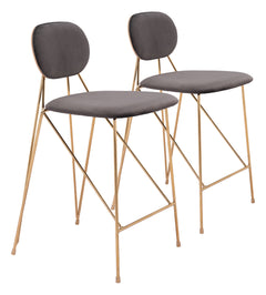 Georges Gray & Gold Counter Stool (Set of 2) - Ornate Home
