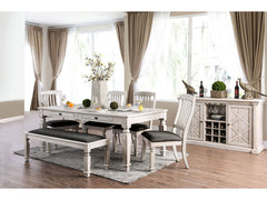 Georgia Antique White/Gray 6 Pc. Dining Room Set w/ Bench - Ornate Home