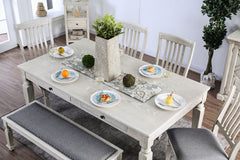 Georgia Antique White/Gray 6 Pc. Dining Room Set w/ Bench - Ornate Home