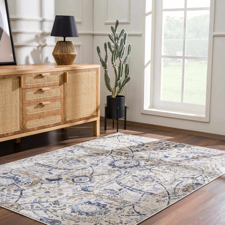 Georgiana Beige & Blue Area Rug - Ornate Home