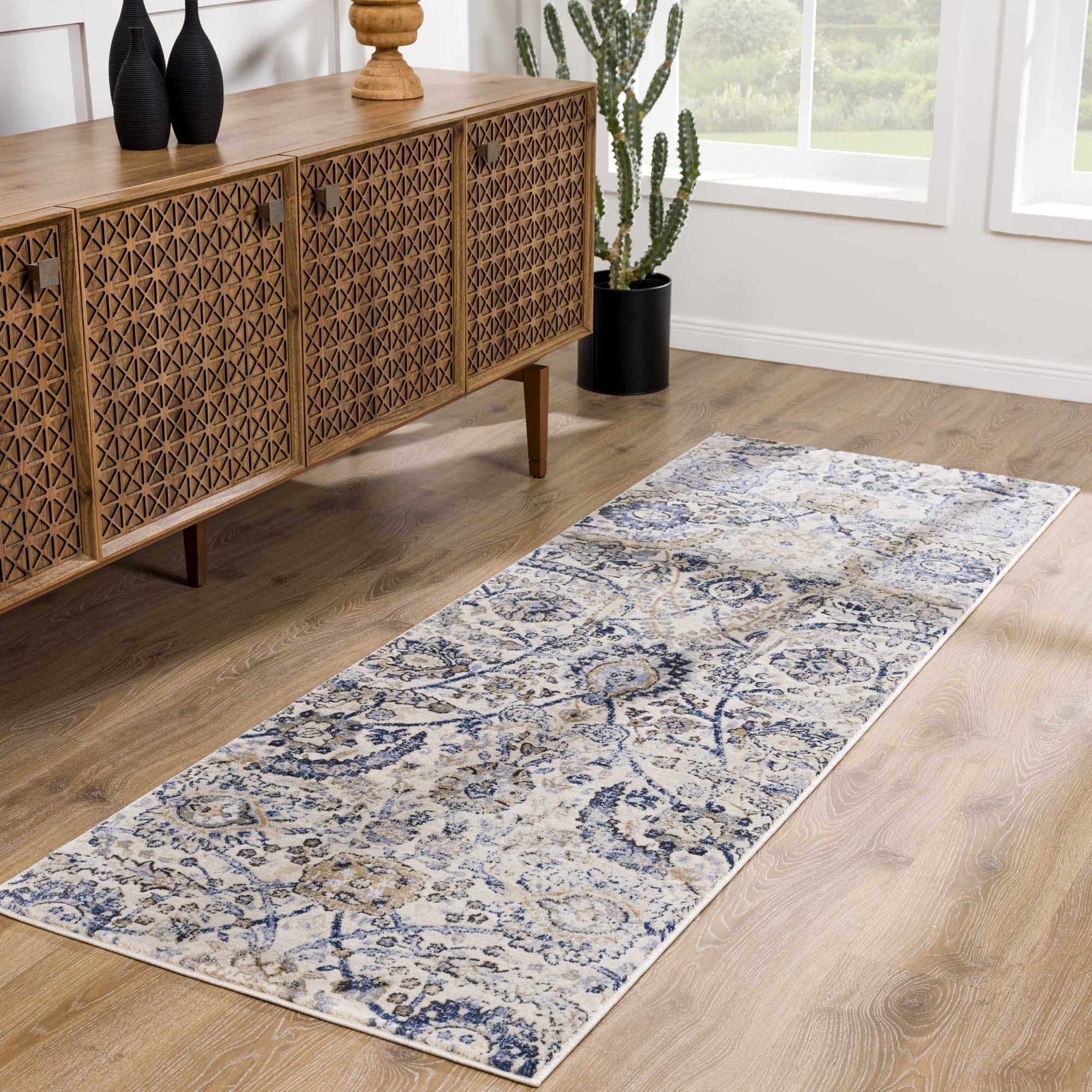 Georgiana Beige & Blue Area Rug - Ornate Home