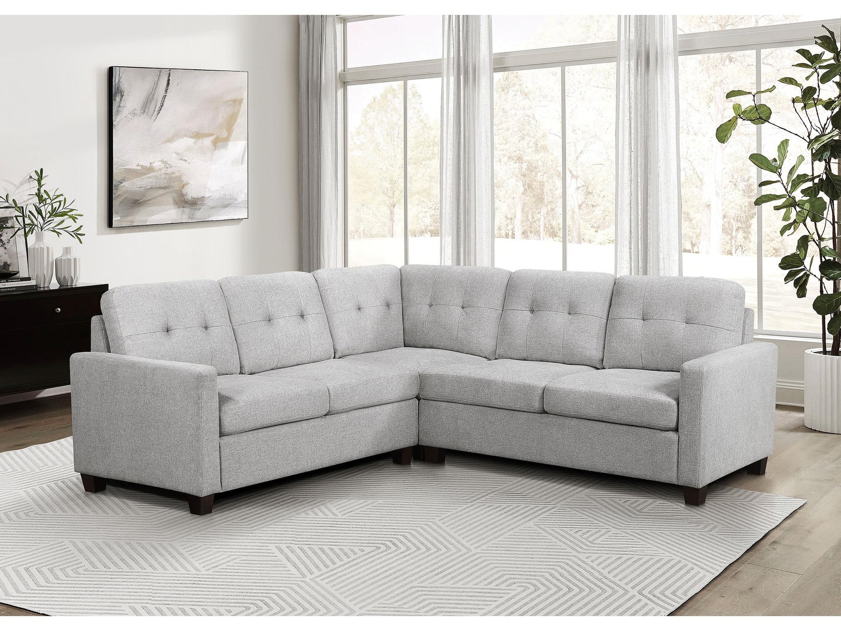 Georgina Steel Beige 3-piece Upholstered Sectional Sofa - Ornate Home