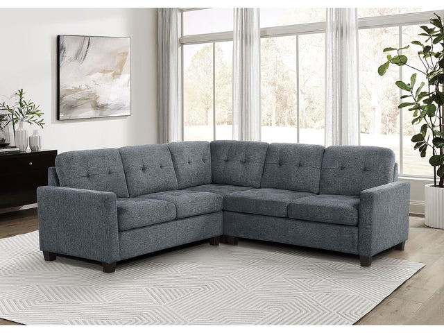 Georgina Steel Grey 3-piece Upholstered Sectional Sofa - Ornate Home