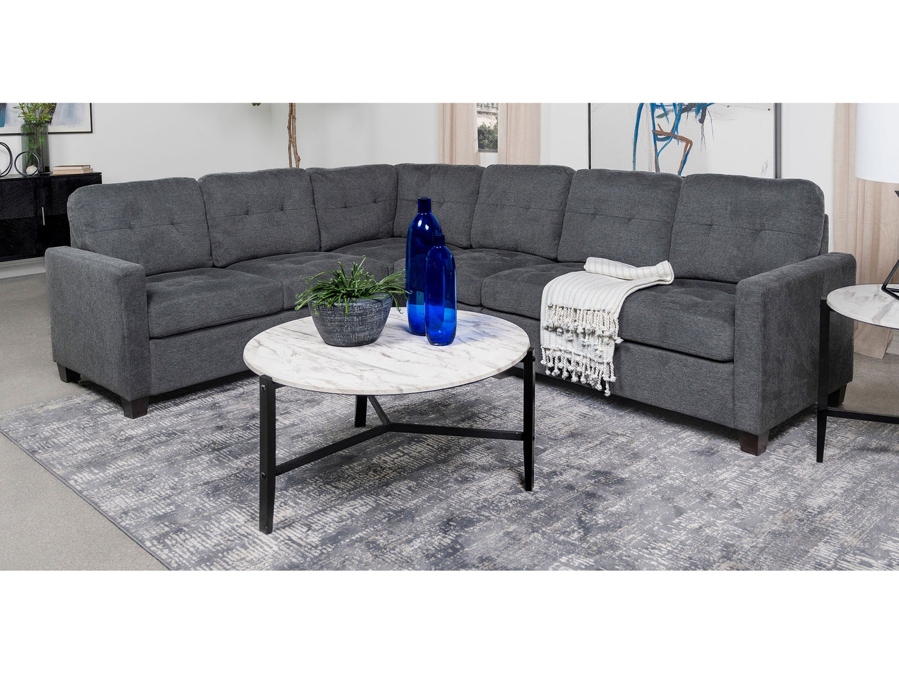 Georgina Steel Grey 4-piece Modular Sectional Sofa - Ornate Home
