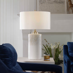Georgios White Cylinder Table Lamp - Ornate Home