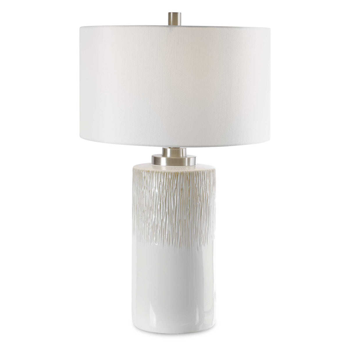 Georgios White Cylinder Table Lamp - Ornate Home