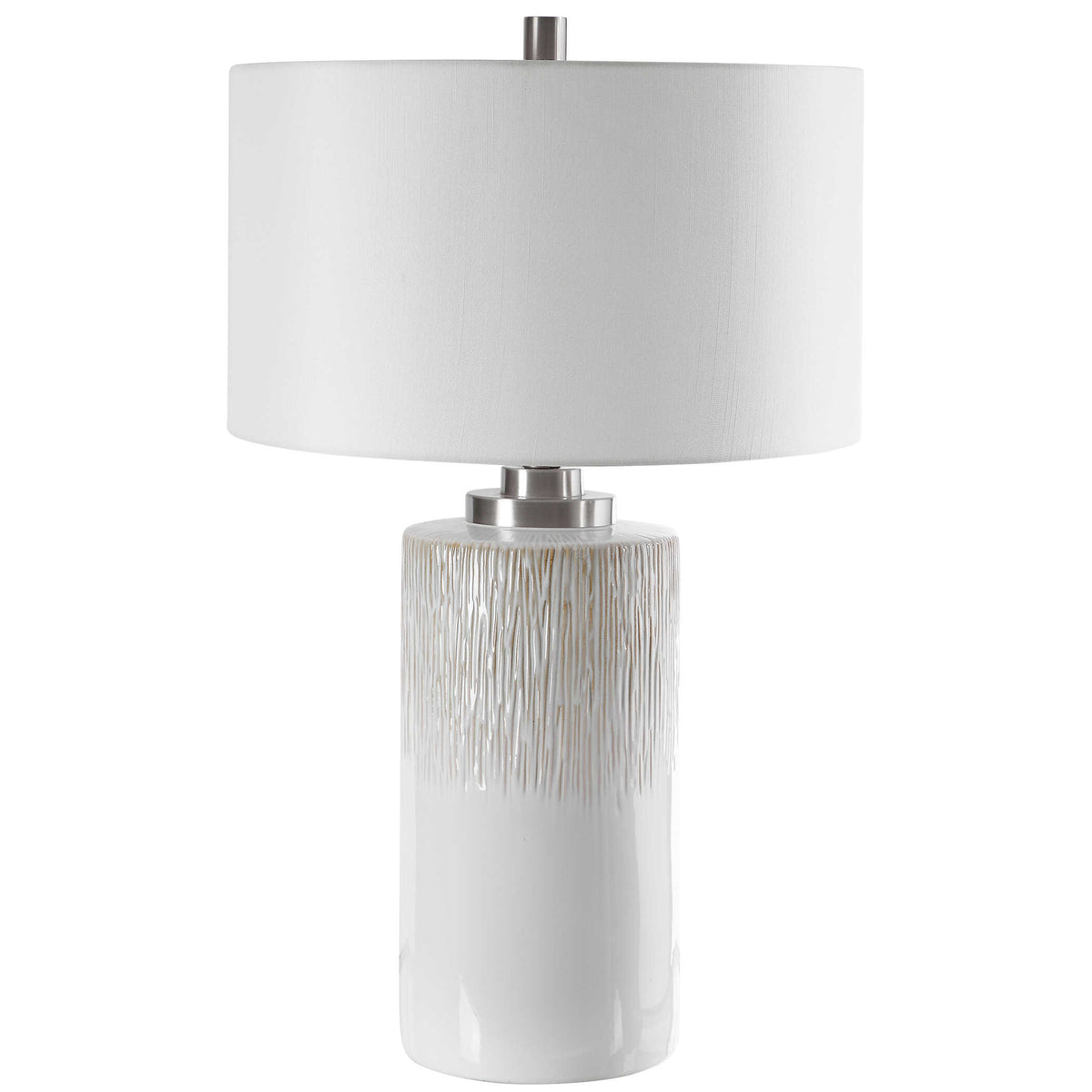 Georgios White Cylinder Table Lamp - Ornate Home