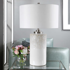 Georgios White Cylinder Table Lamp - Ornate Home