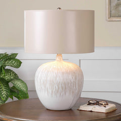 Georgios White Textured Ceramic Lamp - Ornate Home