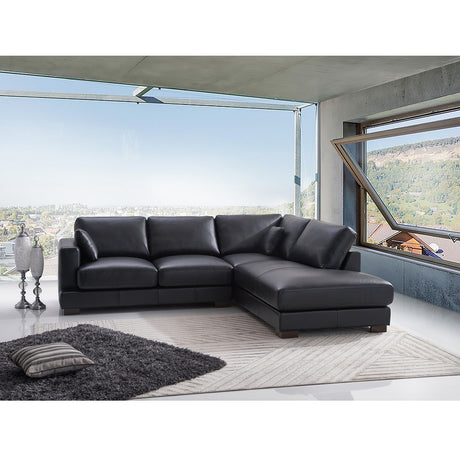 Geralyn Black Sectional Sofa W/2 Pillows - Ornate Home