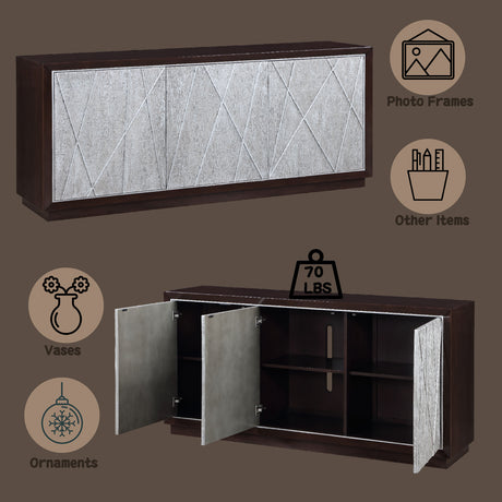 Geranio Metallic Silver Console Cabinet - Ornate Home