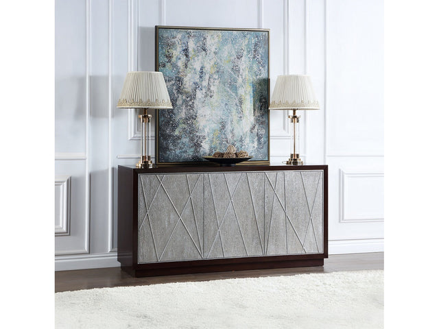 Geranio Metallic Silver Console Cabinet - Ornate Home