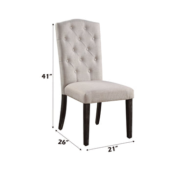 Gerardo Beige & Espresso Side Chair (Set of 2) - Ornate Home