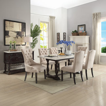 Gerardo Beige & Espresso Side Chair (Set of 2) - Ornate Home