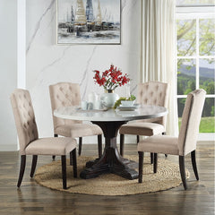 Gerardo Beige & Espresso Side Chair (Set of 2) - Ornate Home