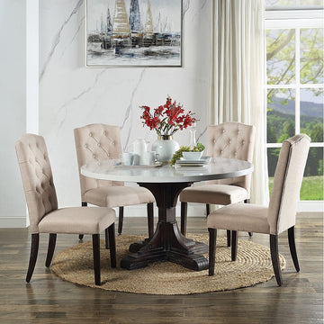 Gerardo Beige & Espresso Side Chair (Set of 2) - Ornate Home