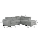 Gerardo Gray 3pc L Shape Sectional Sofa Bed w/ Storage Ottoman - Ornate Home