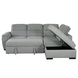 Gerardo Gray 3pc L Shape Sectional Sofa Bed w/ Storage Ottoman - Ornate Home