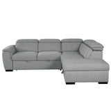Gerardo Gray 3pc L Shape Sectional Sofa Bed w/ Storage Ottoman - Ornate Home