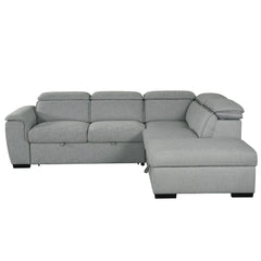 Gerardo Gray 3pc L Shape Sectional Sofa Bed w/ Storage Ottoman - Ornate Home