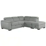 Gerardo Gray 3pc L Shape Sectional Sofa Bed w/ Storage Ottoman - Ornate Home