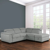 Gerardo Gray 3pc L Shape Sectional Sofa Bed w/ Storage Ottoman - Ornate Home