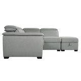 Gerardo Gray 3pc L Shape Sectional Sofa Bed w/ Storage Ottoman - Ornate Home