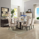 Gerardo White Marble & Weathered Espresso Dining Server - Ornate Home