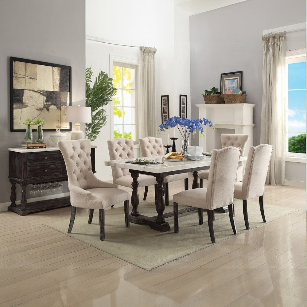 Gerardo White Marble & Weathered Espresso Dining Server - Ornate Home