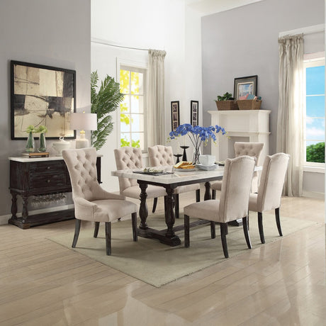 Gerardo White Marble & Weathered Espresso Dining Server - Ornate Home