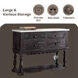 Gerardo White Marble & Weathered Espresso Dining Server - Ornate Home