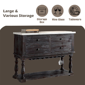 Gerardo White Marble & Weathered Espresso Dining Server - Ornate Home