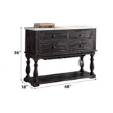 Gerardo White Marble & Weathered Espresso Dining Server - Ornate Home